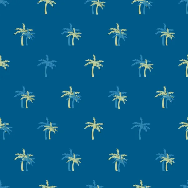 Retro Tropical Palm Tree Silhouette Vector Seamless Pattern Dapat Digunakan - Stok Vektor