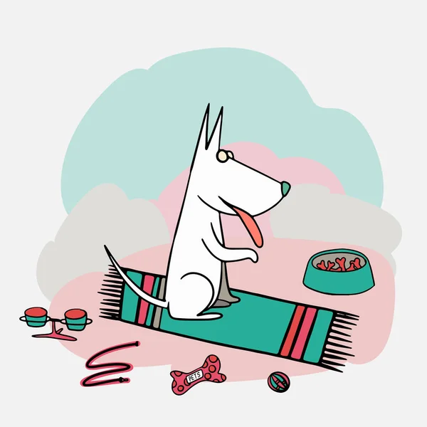Feliz Filhote Cachorro Dos Desenhos Animados Sentado Retrato Cachorro Bonitinho — Vetor de Stock