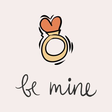 Sevgililer Günü vektör illüstrasyonunda boho renklerinde. Kalpli ve harfli elle çizilmiş elementler. Posterler, kartlar, davetiyeler için.