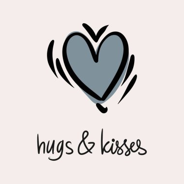 Sevgililer Günü vektör illüstrasyonunda boho renklerinde. Kalpli ve harfli elle çizilmiş elementler. Posterler, kartlar, davetiyeler için.