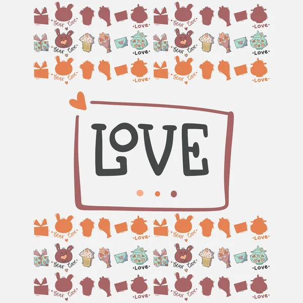 Illustrazione Divertente Vettoriale Sul Tema Dell Amore San Valentino Doodle — Vettoriale Stock