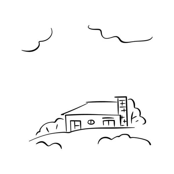 Sevimli bir çizgi film tarzında el çizimi Avrupa şehir evi. Renkli modern konak binası çizimi. Eski evler, şehir binaları, Doodle dekoratif eşya koleksiyonu. Yaratıcı vektör illüstrasyonu.