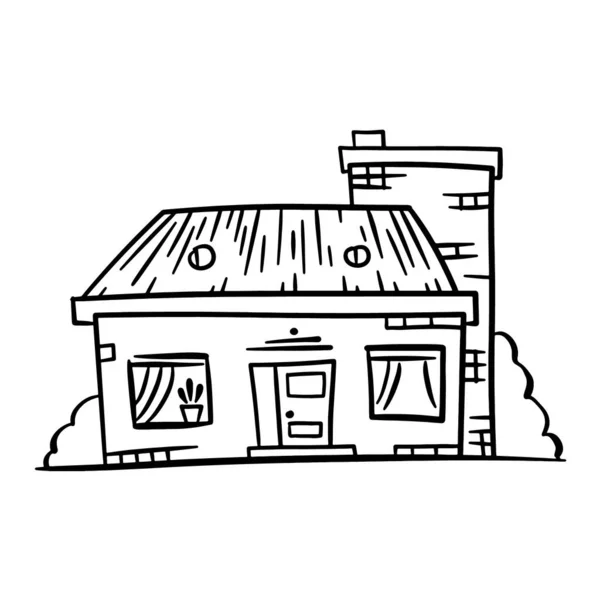 Maison Ville Européenne Dessinée Main Dans Style Dessin Animé Mignon — Image vectorielle