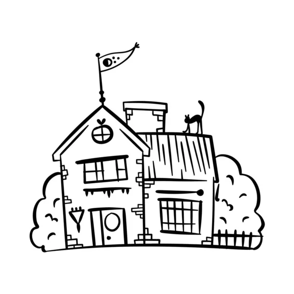Sevimli bir çizgi film tarzında el çizimi Avrupa şehir evi. Renkli modern konak binası çizimi. Eski evler, şehir binaları, Doodle dekoratif eşya koleksiyonu. Yaratıcı vektör illüstrasyonu.