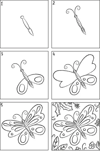 Butterfly drawing instruction and coloring book
