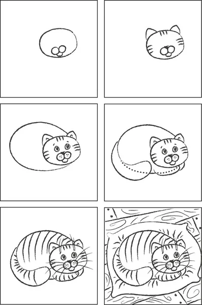 Cat drawing instruction and coloring book