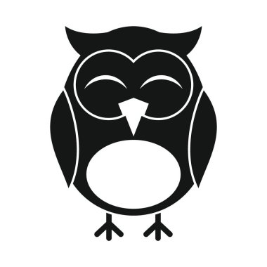 Funny owl black simple silhouette vector icon