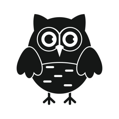 Emblem owl black simple silhouette vector icon