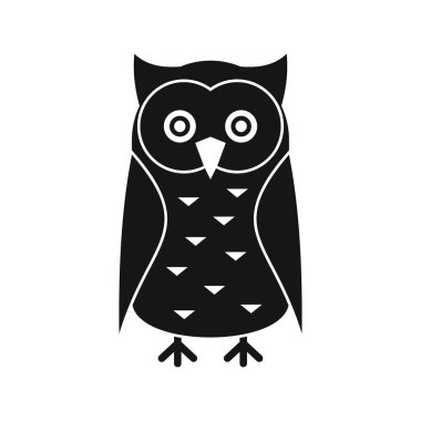 Tattoo owl black simple silhouette vector icon