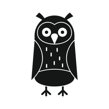 Wise academic owl black simple silhouette vector icon