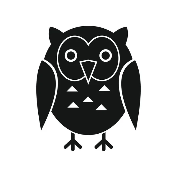 Wise owl black simple silhouette vector icon — Vetor de Stock