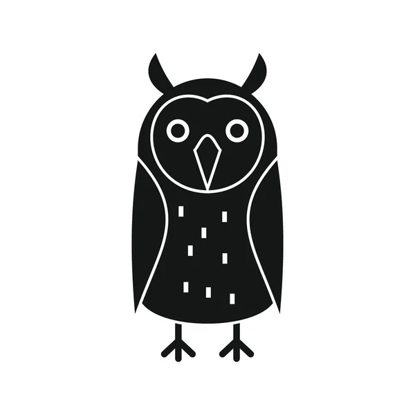 Wise funny owl black simple silhouette vector icon — Vetor de Stock