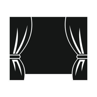 Vector cinema curtain black simple icon isolated on white
