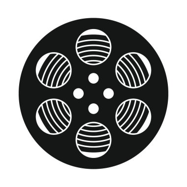 Vector reel film black simple icon isolated on white