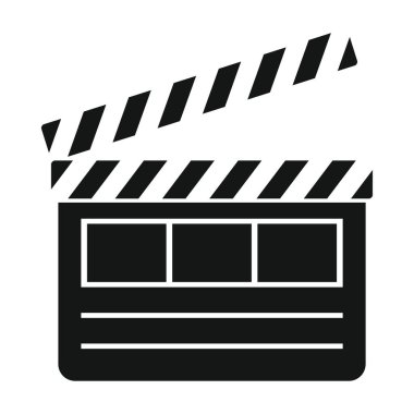 Vector clapperboard black simple icon isolated on white