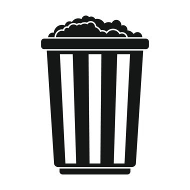 Vector popcorn black simple icon isolated on white