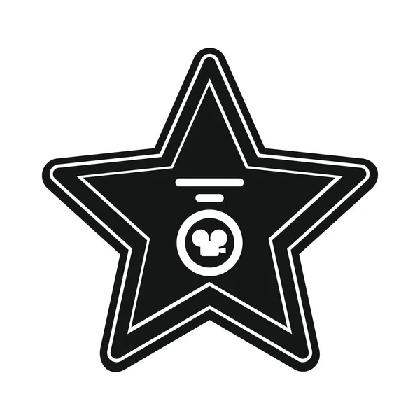 Vector star cinema black simple icon isolated on white — Stok Vektör
