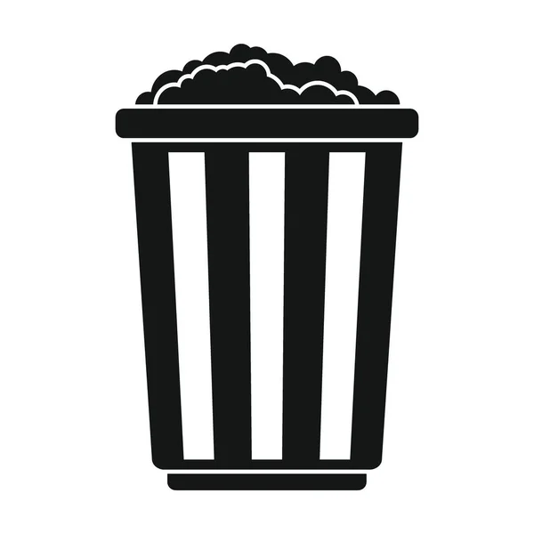 Vector popcorn black simple icon isolated on white — Stockvektor