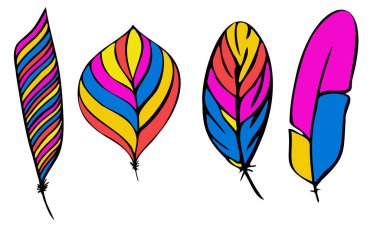 El yazısıyla yazılmış farklı tüyler.