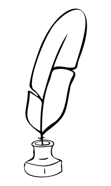 Doodle Εικόνα Της Πένα Και Inkwell Αντίκες Στυλ Λογότυπο Διάθεση — Διανυσματικό Αρχείο