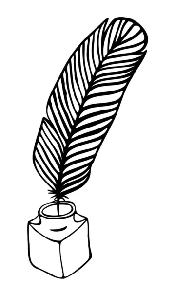 Ilustracja Doodle Pióra Farby Atramentowej Zabytkowym Stylu Logo Nastroju — Wektor stockowy