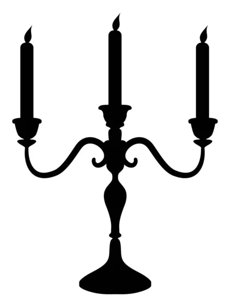 Kerzenständer Für Drei Kerzen Schwarzer Silhouette Minimalistischen Stil Mit Kerzen — Stockvektor