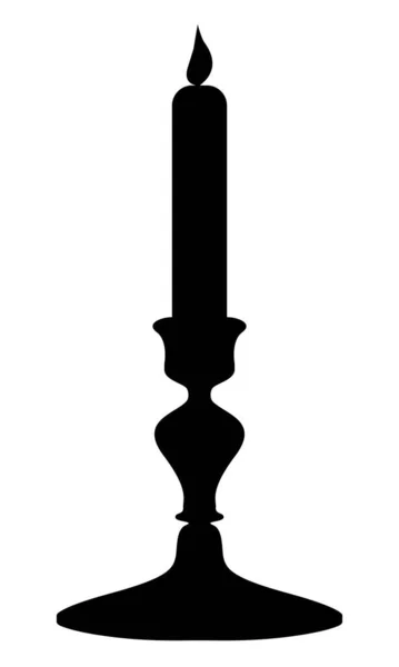 Candlestick Low Candle Black Silhouette Minimalist Style — Stock Vector