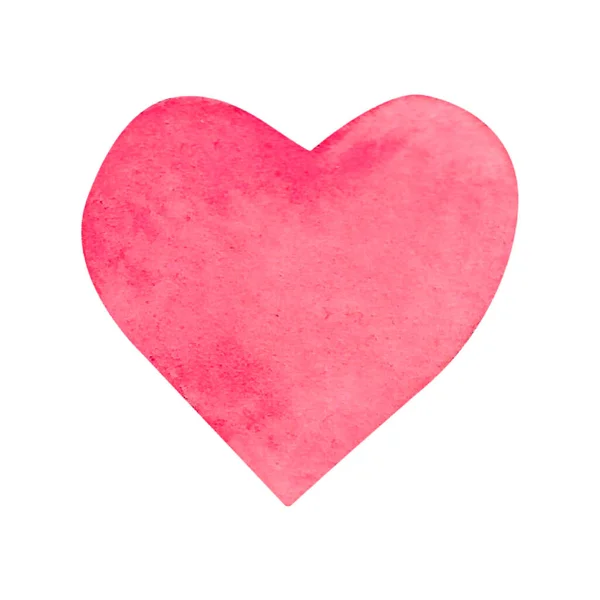Coração Vermelho Pintado Aquarela Elemento Isolado Branco — Fotografia de Stock