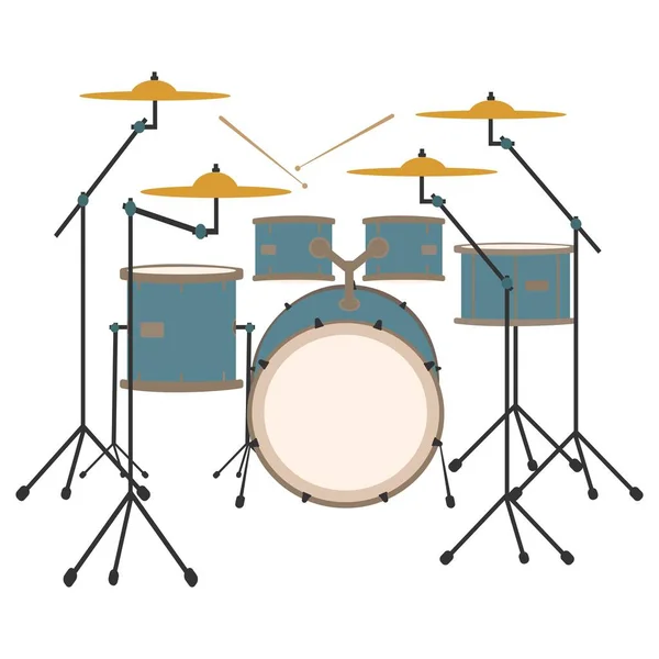 Drum set with drumsticks. musical percussion instrument