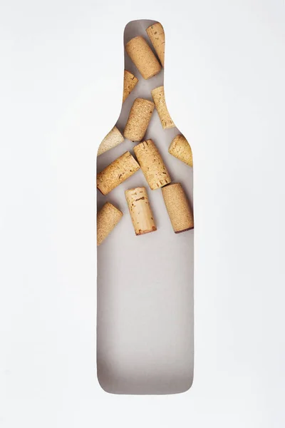 Abstrakt Flaska Med Träkorkar Istället Vitt Vin Pappersform Flaska Vinstockar — Stockfoto