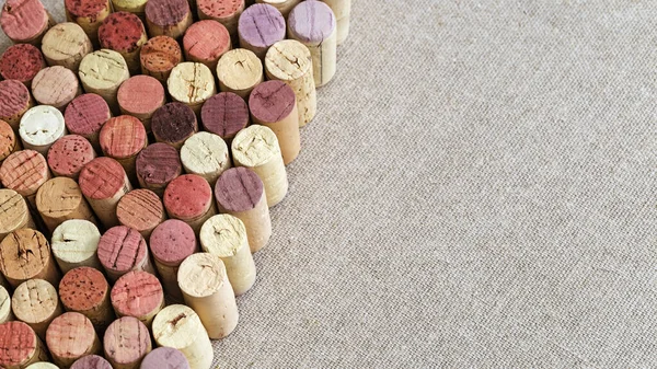 Many Different Wine Corks Space Text Natural Background Wooden Wine — Stock Photo, Image