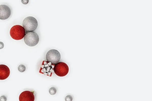 Trevlig Helg God Jul Nyårskoncept Ljust Mönster Med Glänsande Röd — Stockfoto