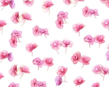 Doğal Ortanca pembe çiçekleri, küçük taze çiçeklerle birlikte en az çiçek desenli desen. Anneler Günü için bahar tatili konsepti, 8 Mart, Kadınlar Günü. Düz, mevsimlik çiçek