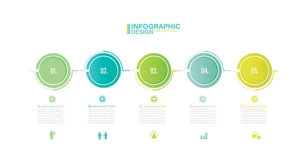 Modelo Infográfico Vetorial Passos Ilustração Estoque Infográfico Lista Círculo Ícones — Vetor de Stock