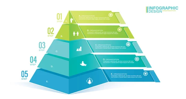 Πυραμίδα Infographic Πρότυπο Πέντε Στοιχεία Εικονογράφηση Αρχείου Πυραμίδα Πυραμίδα Σχήμα — Διανυσματικό Αρχείο