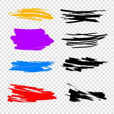 Pankart tasarımları için büyük bir soyut fırça koleksiyonu. Siyah vektör fırçası dekorasyon unsurlarını okşar. Siyah sanatsal soyut vektör fırça grunge tasarım elementleri.
