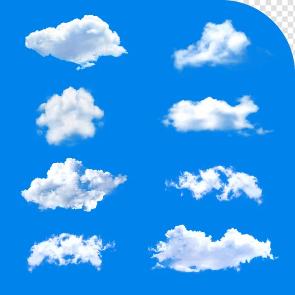 Conjunto Nuvens Brancas Vetor Fofo Conjunto Realista Nuvens Brancas Fundo — Vetor de Stock