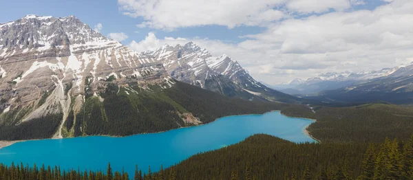 Epic Panoramic View Summer Day Emerald Blue Water Mountain Glacier — Fotografia de Stock
