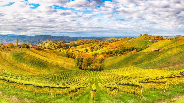 Breathtaking Vineyards Landscape South Styria Gamlitz Autumn Scene Grape Hills — Stock Photo, Image