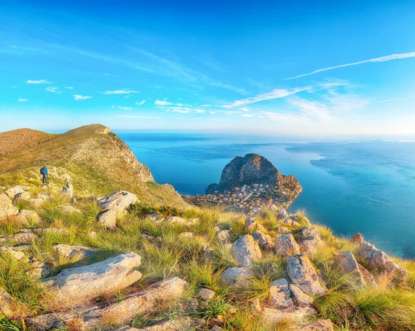 Zafferano角和东方国家公园的美丽的晨景 Bagheria Province Palermo Sicily Italy Europe — 图库照片