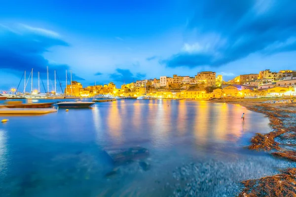 Astonishing Evening Cityscape Castellammare Del Golfo Town Popular Travel Destination — Stock Photo, Image