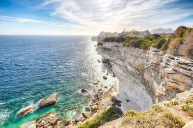 Astonishing view of old town Bonifacio. Popular travel destination on Corsica. Location: Bonifacio, Corsica; France, Europe