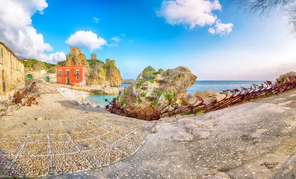 托纳拉 斯科佩罗的壮丽场景 地中海上受欢迎的旅游胜地 Scopello Province Trapani Sicily Italy Europe — 图库照片