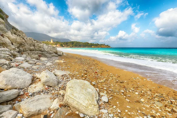 Úžasný Přímořský Mys Guidaloca Beach Blízkosti Castellammare Del Golfo Oblíbená — Stock fotografie