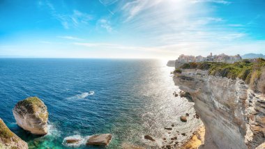 Astonishing view of old town Bonifacio. Popular travel destination on Corsica. Location: Bonifacio, Corsica; France, Europe