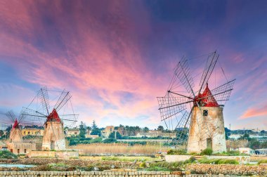 Amazing view of popular tourist destination - Imbarcadero Storico Mothia . Location: Marsala, province of Trapani, Sicily; Italy, Europe