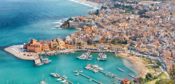 Astonishing Aerial Cityscape Castellammare Del Golfo Town Popular Travel Destination — Stockfoto
