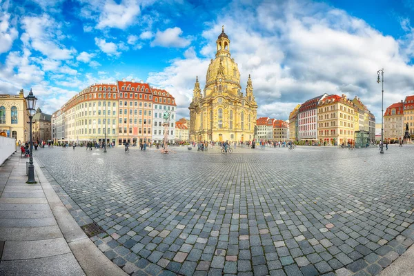 Adembenemend Uitzicht Barokke Kerk Frauenkirche Neumarkt Het Centrum Van Dresden — Stockfoto