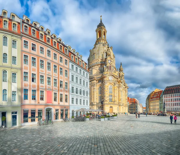 Fantastic View Baroque Church Frauenkirche Neumarkt Square Downtown Dresden Popular — ストック写真