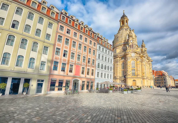 Fantastic View Baroque Church Frauenkirche Neumarkt Square Downtown Dresden Popular — ストック写真